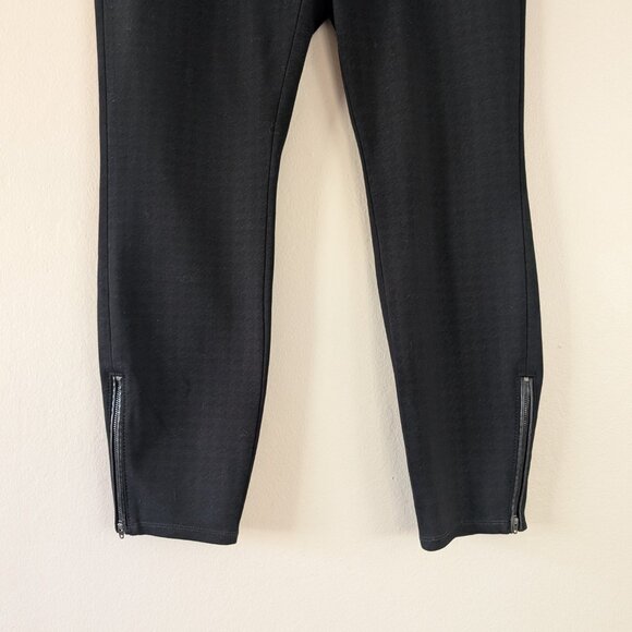White House Black Market Black Skinny Ankle Pant Zippered Leg Houndstooth Sz 14 - Picture 2 of 16